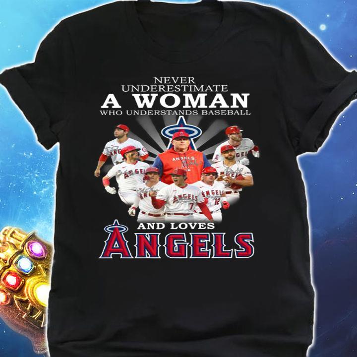 Los Angeles Angels Never Underestimate A Woman Who Understand Baseball And Loves Angels Signatures t-shirt shirt