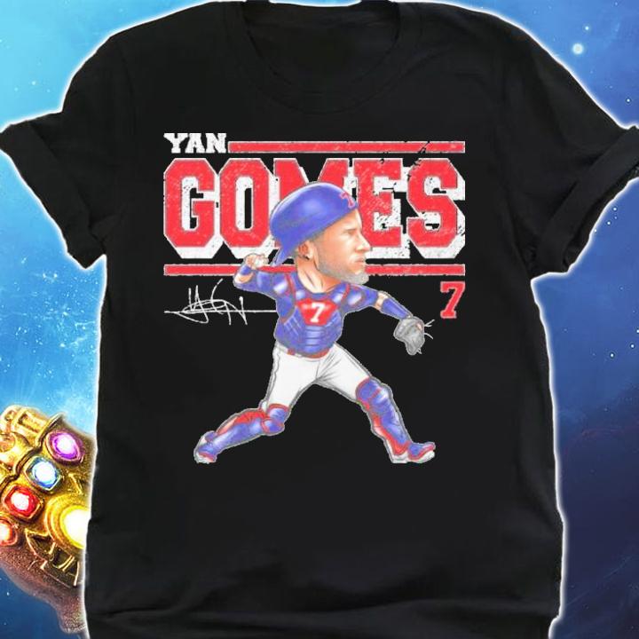 Yan Gomes Chicago Cubs Cartoon Baseball Signatures Shirt t-shirt shirt
