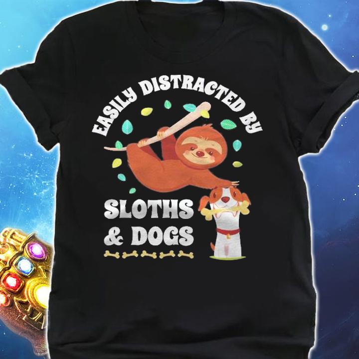 Funny Easily Distracted By Sloths & Dogs Favorite Animals Shirt t-shirt shirt