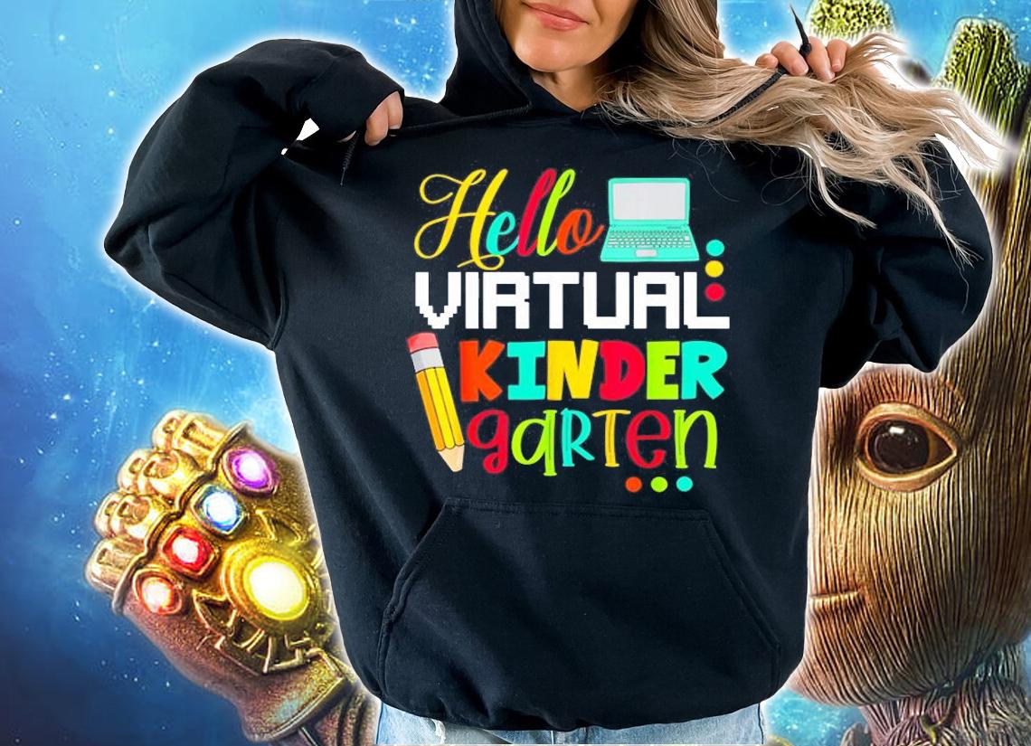 Funny Hello Virtual Kindergarten Gift Back to School 2021 T-Shirt t-shirt hoodie