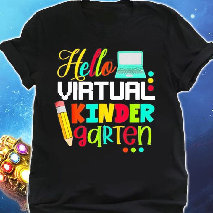 Funny Hello Virtual Kindergarten Gift Back to School 2021 T-Shirt t-shirt shirt
