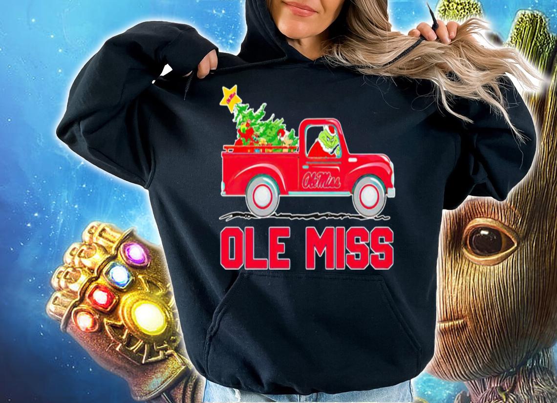 Ole Miss Grinch Driving Truck Ole Miss Rebels Christmas t-shirt hoodie
