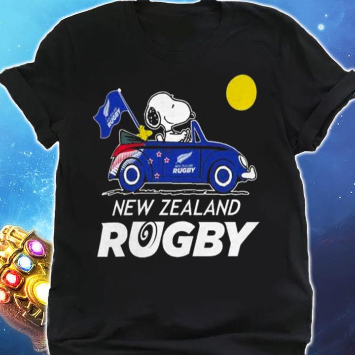 Snoopy And Woodstock Driving Car New Zealand Rugby Flag t-shirt shirt