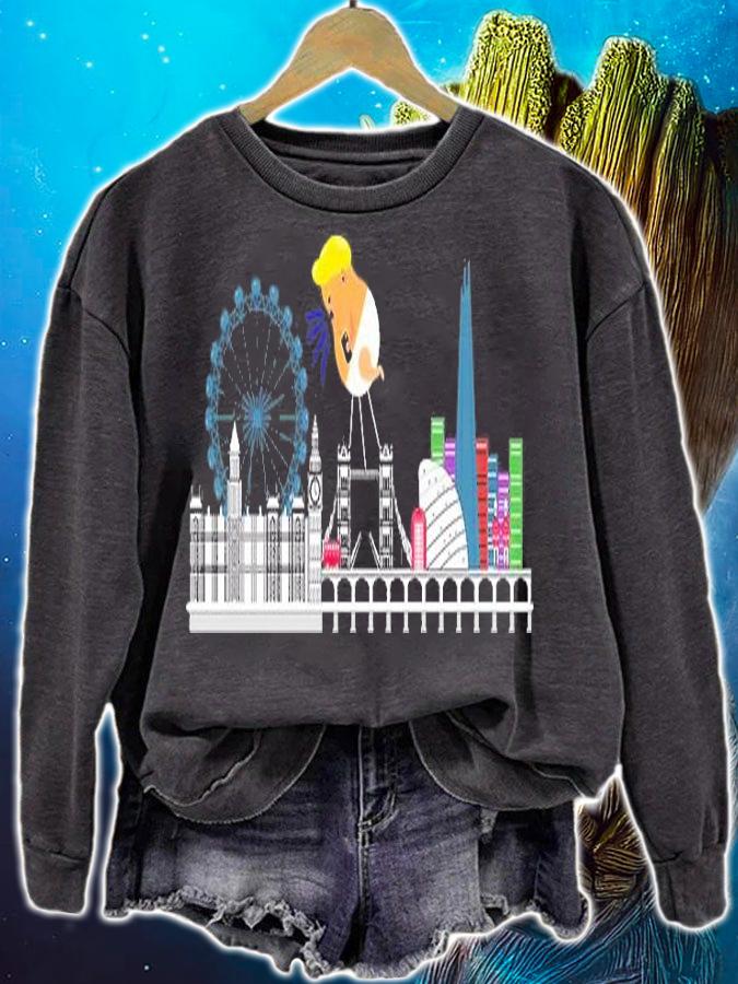 Fly Baby Trump Over City Funny T-Shirt sweatshirt