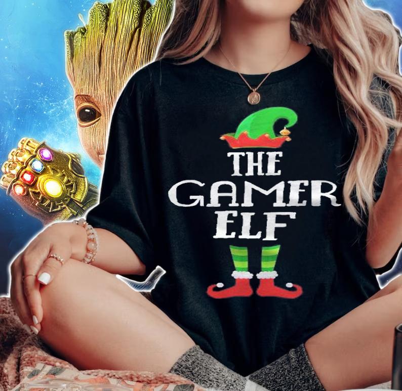The Gamer Elf Group Matching Family Gaming Christmas Gift T-shirt woman shirt