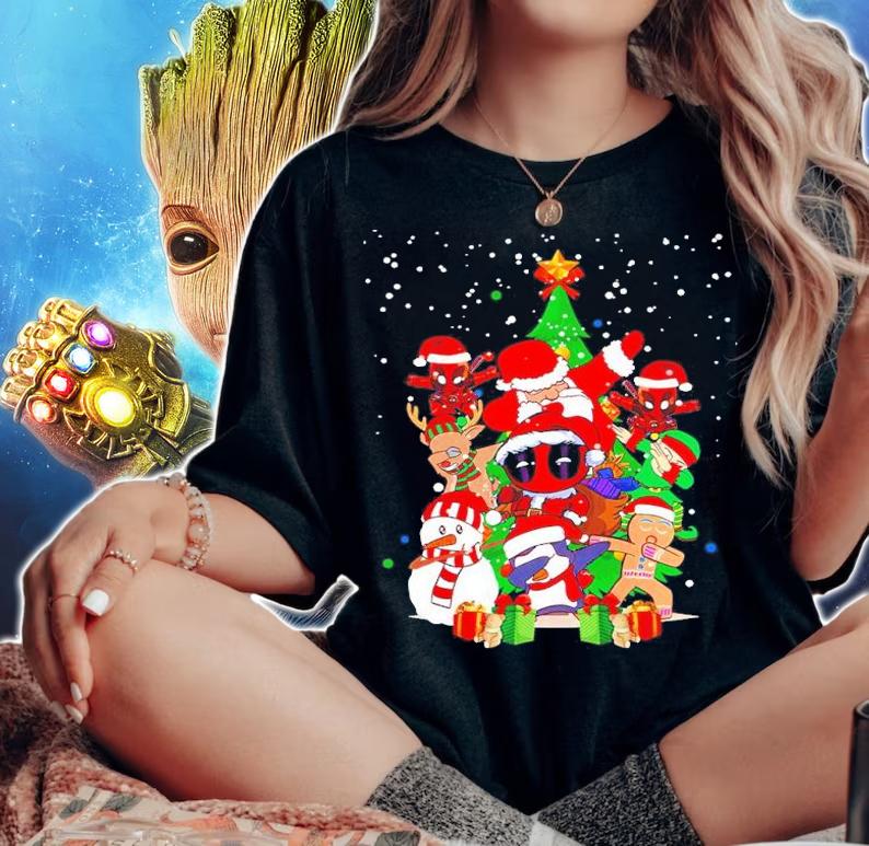 Deadpool Santa Claus Christmas Tree t-shirt woman shirt