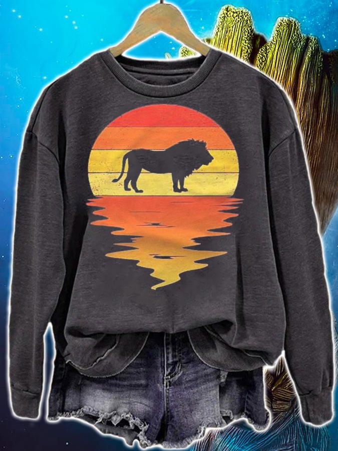 Zookeeper Lion Shirt Retro Sunset 70S Vintage Lion Shirt sweatshirt