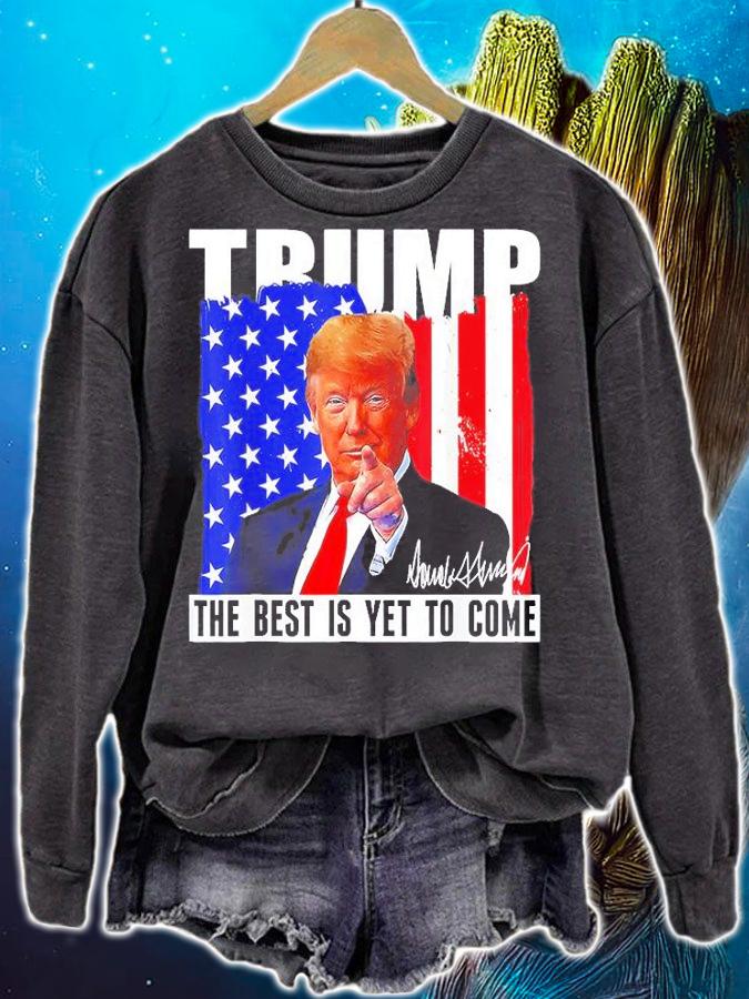 Donald Trump The Best Is Yet To Come American Flag Signature t-shirt sweatshirt