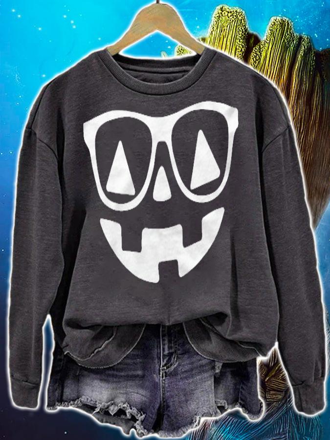 Hipster Pumpkin Jack O Lantern Halloween Glasses T-shirt sweatshirt