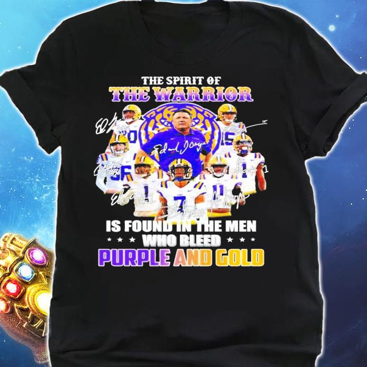 LSU Tigers The Warrior Is Found In The Men Who Bleed Purple And Gold Signatures t-shirt shirt