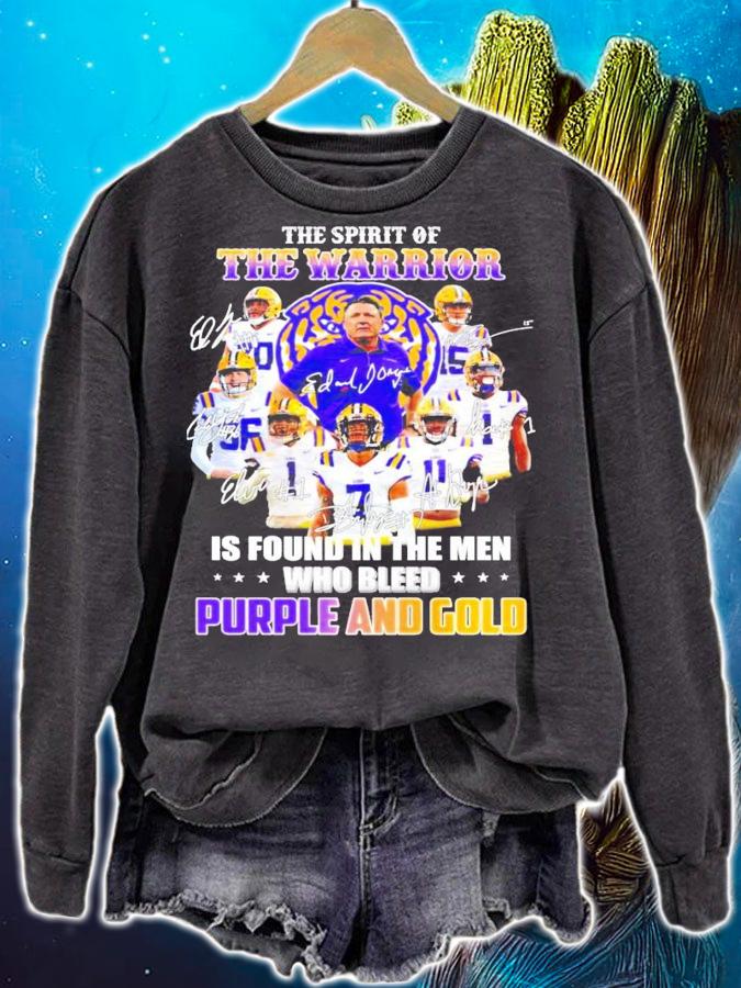 LSU Tigers The Warrior Is Found In The Men Who Bleed Purple And Gold Signatures t-shirt sweatshirt