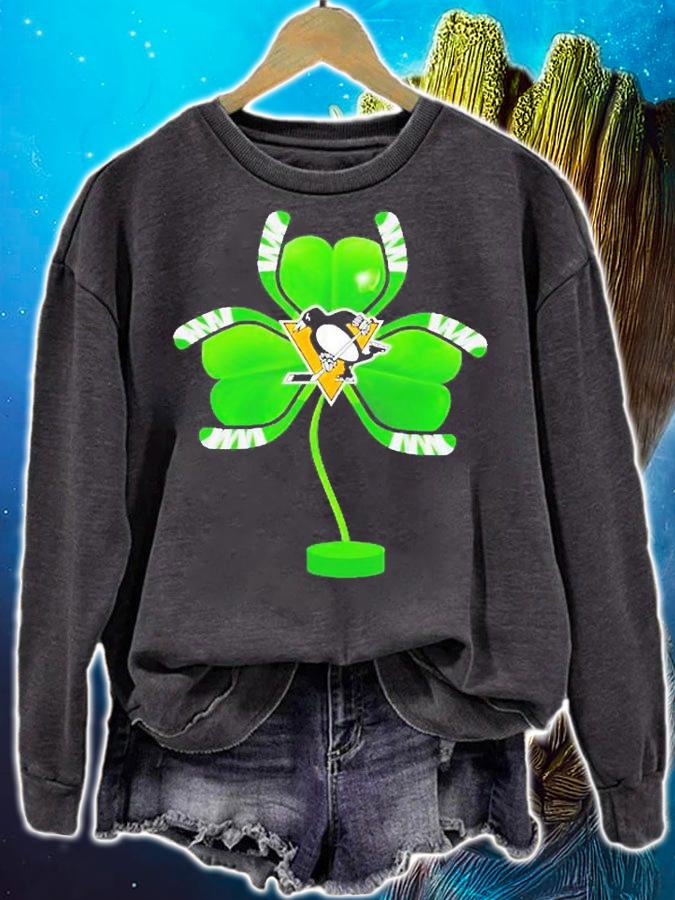 Pittsburgh Penguins Shamrock Hockey Tree St Patrick's Day T-Shirt sweatshirt