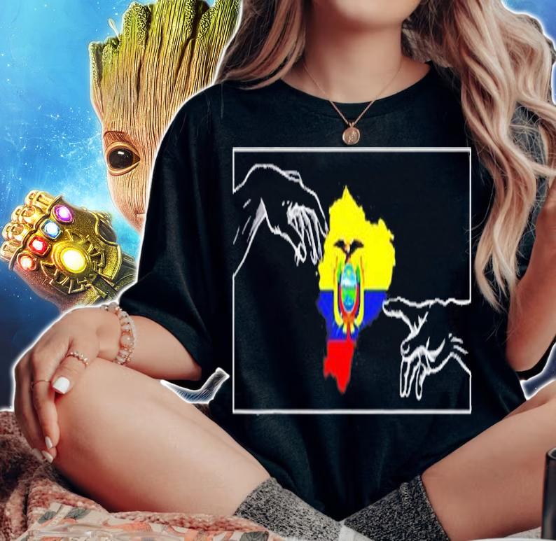 Silhouette Ecuadorian Flag Michelangelo Hands Ecuador T-Shirt woman shirt