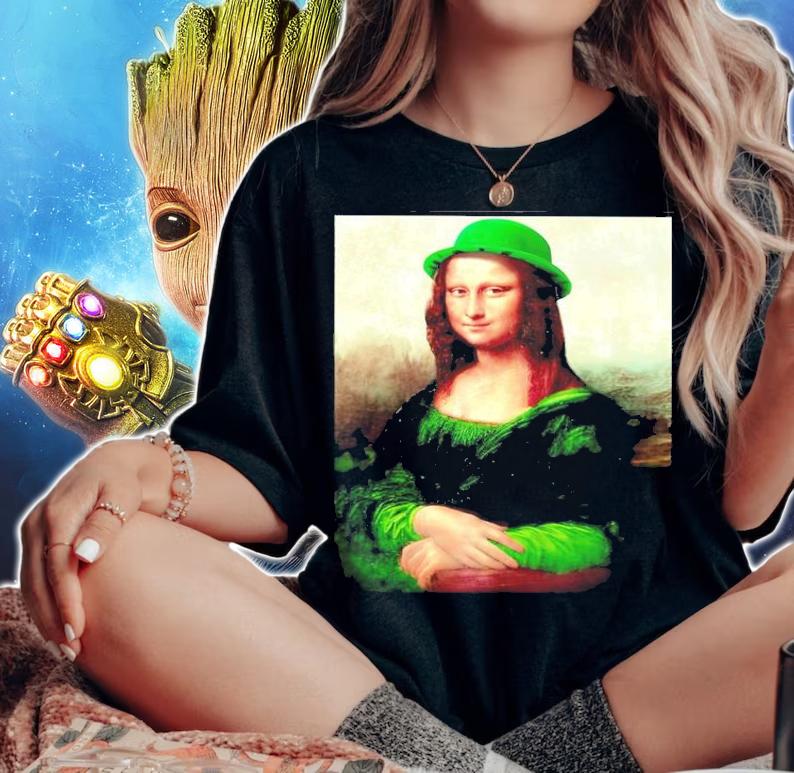 St Patrick's Day Lucky Mona Lisa Shirt woman shirt