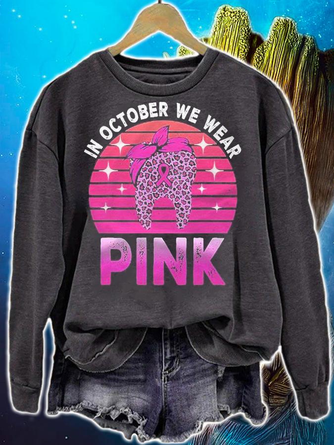 Tooth Leopard In October We Wear Pink Breast Cancer Awareness t-shirt sweatshirt