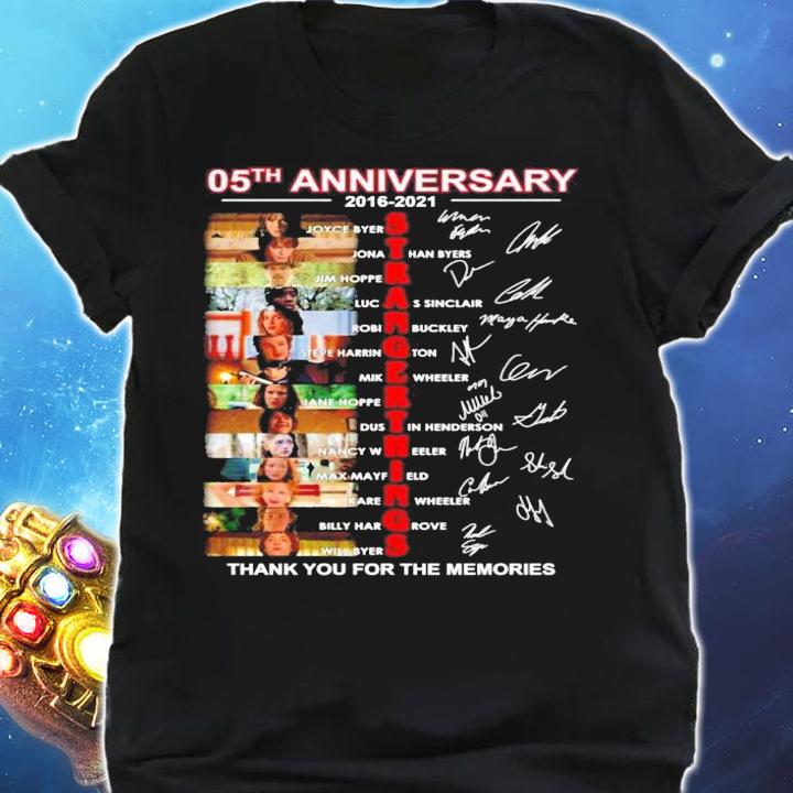05th anniversary 2016 2021 Stranger Things thank you for the memories signatures t-shirt shirt