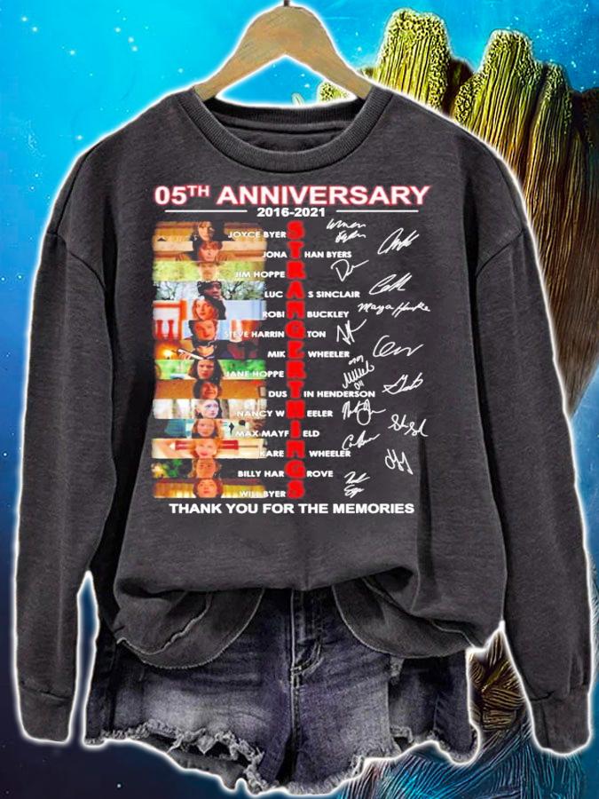 05th anniversary 2016 2021 Stranger Things thank you for the memories signatures t-shirt sweatshirt