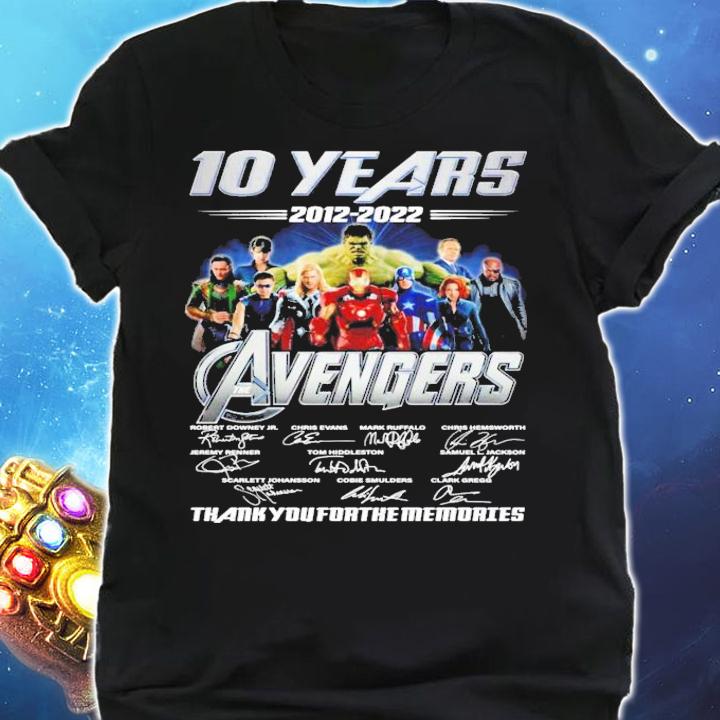10 years 2012 2022 The Avengers all team signatures t-shirt shirt