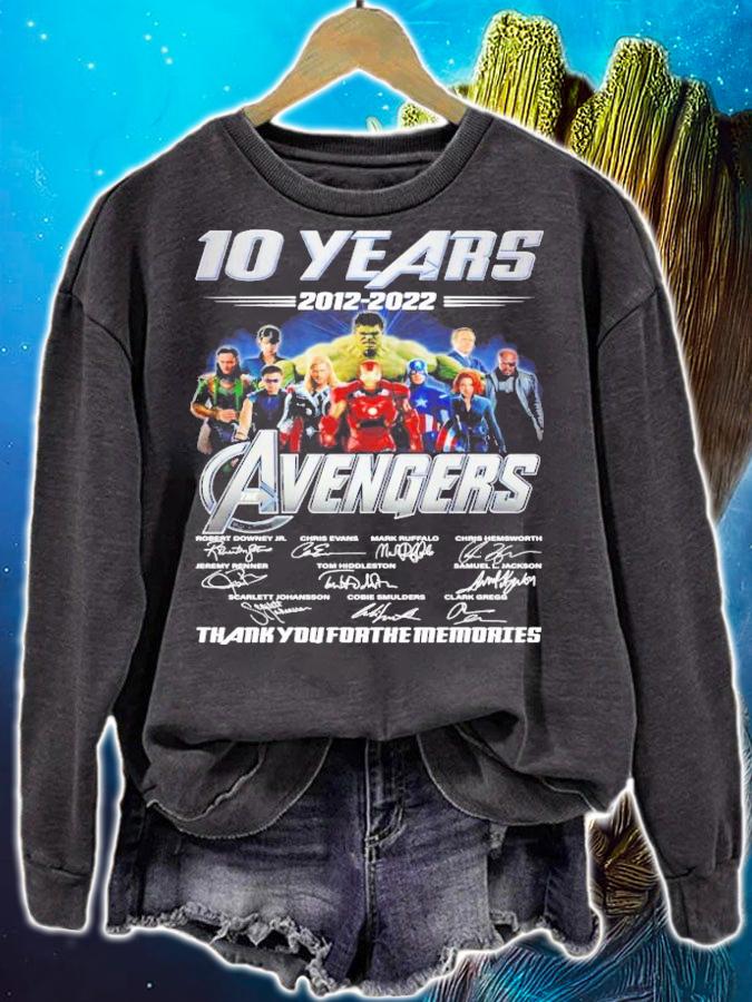 10 years 2012 2022 The Avengers all team signatures t-shirt sweatshirt