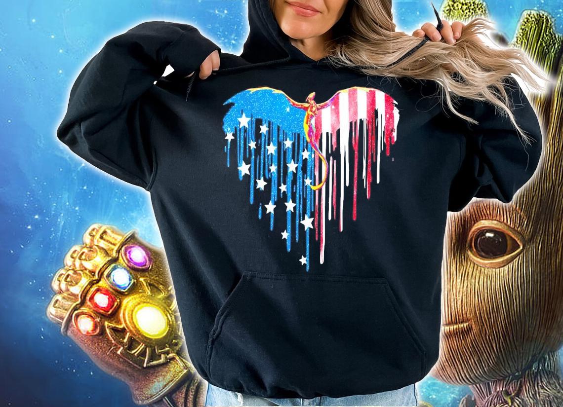Heart Dragon 4th Of July American Flag t-shirt hoodie