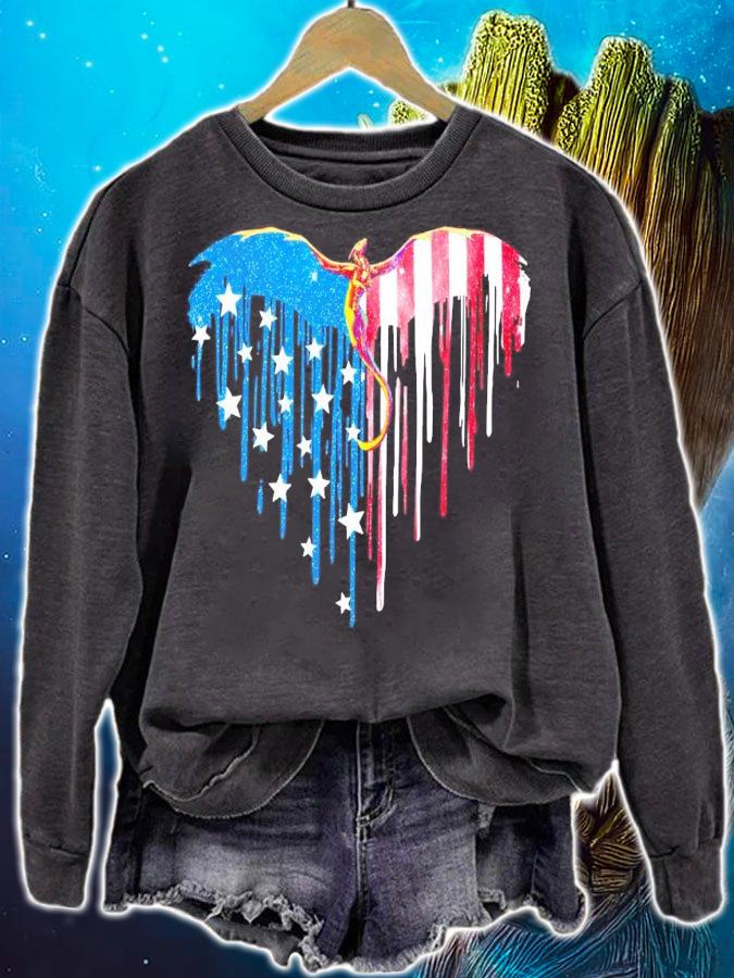 Heart Dragon 4th Of July American Flag t-shirt sweatshirt