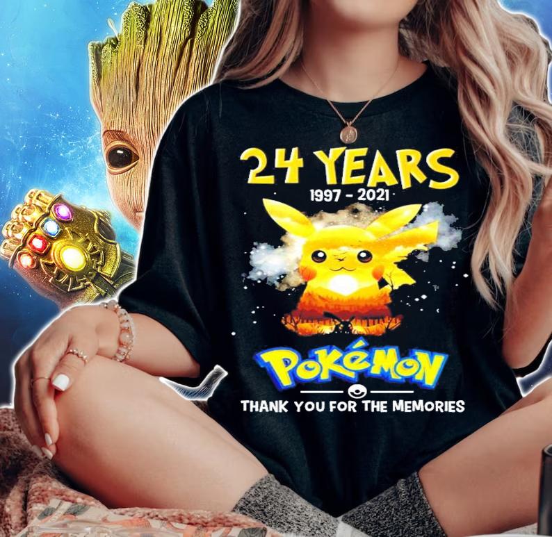 24 years 1997-2021 Pokemon thank you for the memories t-shirt woman shirt