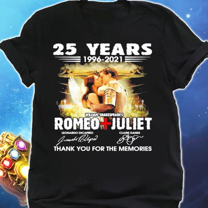 25 years 1996-2021 William Shakespeare's Romeo Juliet signatures t-shirt shirt