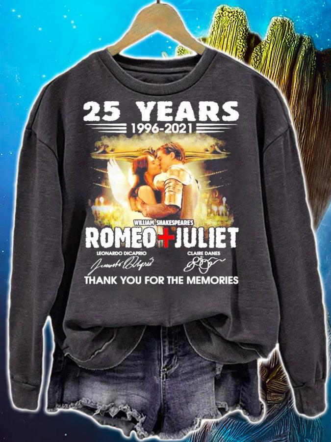 25 years 1996-2021 William Shakespeare's Romeo Juliet signatures t-shirt sweatshirt