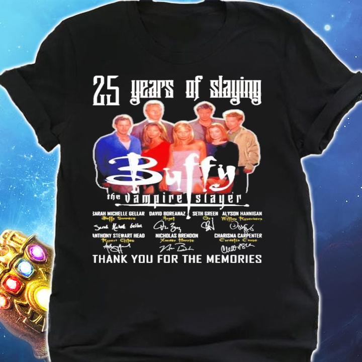 25 years of slaying Buffy The Vampire Slayer signatures t-shirt shirt