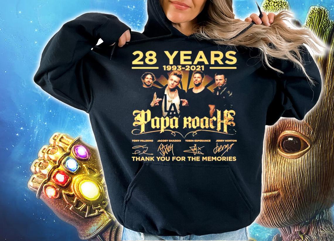 28 years 1993-2021 Papa Roach signatures t-shirt hoodie