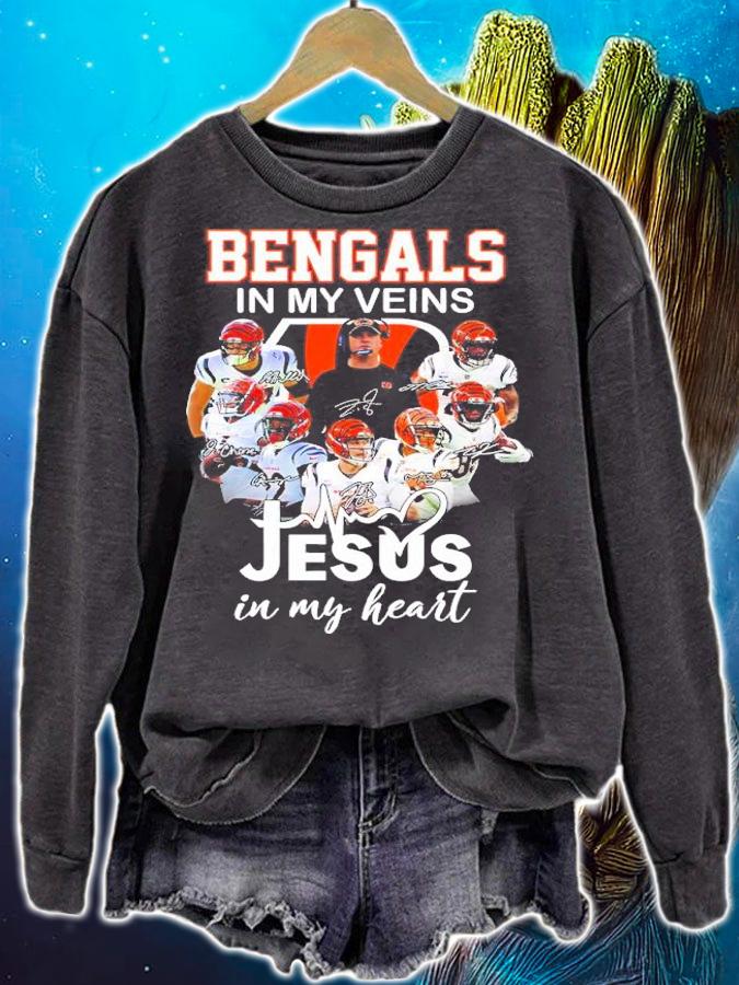 Cincinnati Bengals In My Veins Jesus In My Heart Signatures Shirt sweatshirt