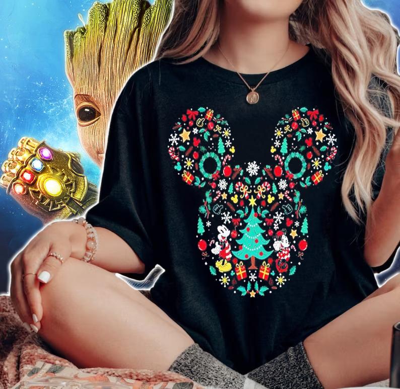 Disney Mickey Mouse Holiday Icon Ear Fill Shirt woman shirt
