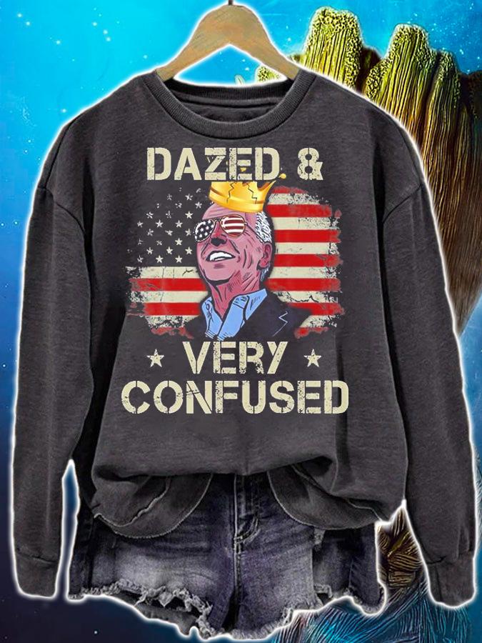 Funny Biden Dazed And Very Confused Vintage USA Flag T-Shirt sweatshirt
