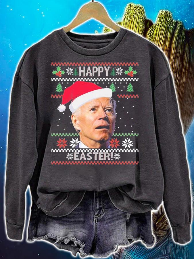 Funny Joe Biden Happy Easter Ugly Christmas Holiday T-Shirt sweatshirt