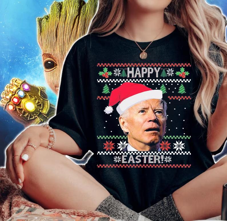 Funny Joe Biden Happy Easter Ugly Christmas Holiday T-Shirt woman shirt