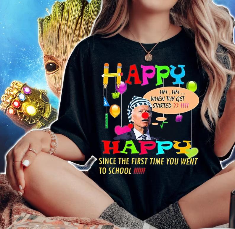 Happy 100 Day Of School Students Funny Biden T-Shirt woman shirt