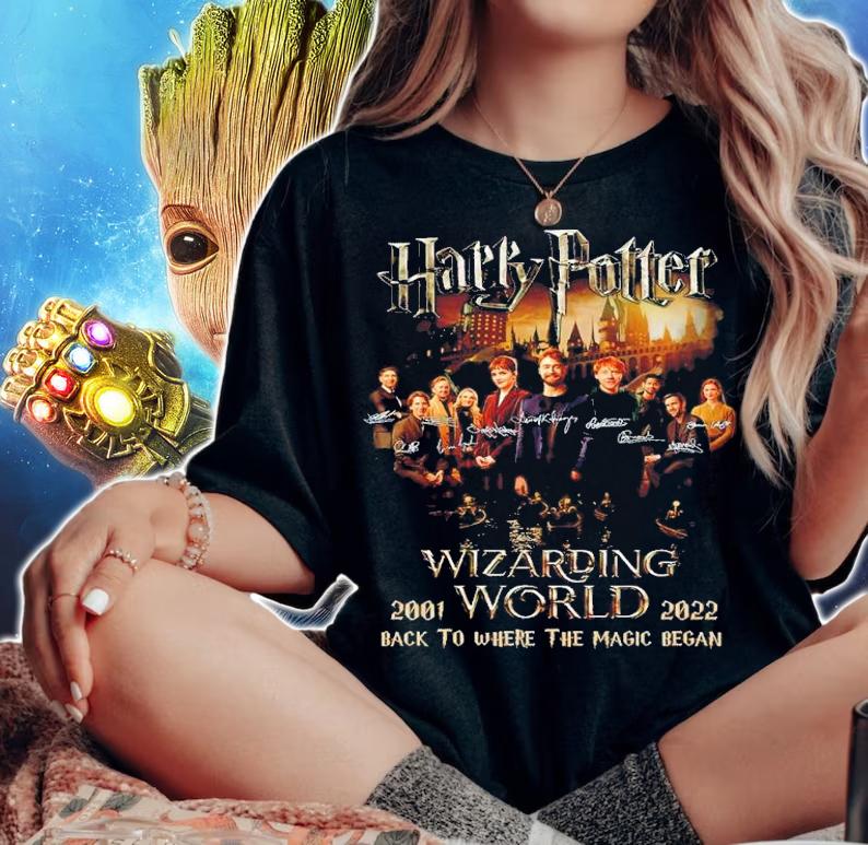 Harry Potter Wizarding World 2001-2022 Back To Where The Magic Began Signatures Shirt woman shirt
