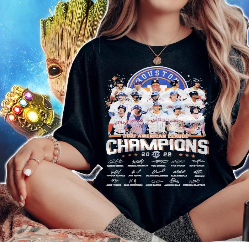 Houston Astros 2021 American League Champions 2022 Signatures Shirt woman shirt