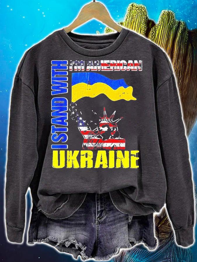 Im American I Stand With Ukraine Flag Statue Of Liberty T-Shirt sweatshirt