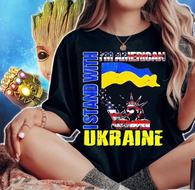 Im American I Stand With Ukraine Flag Statue Of Liberty T-Shirt woman shirt
