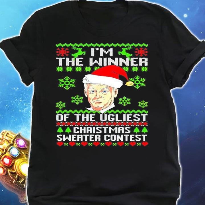 Joe Biden Santa I'm The Winner Of The Ugliest Christmas Sweater Contest Shirt shirt
