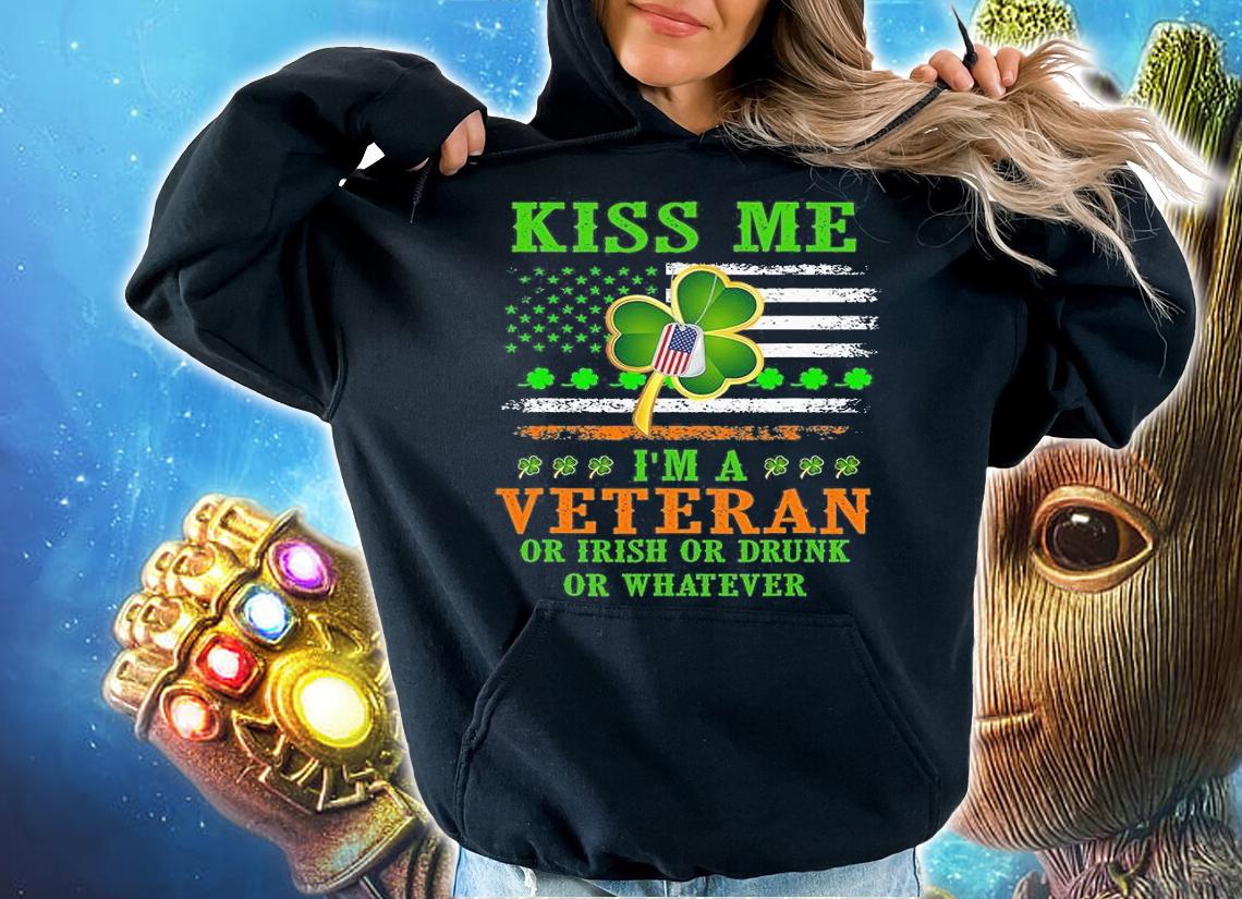 Kiss Me I'm A Veteran Irish St Patrick's Day Veteran T-Shirt hoodie