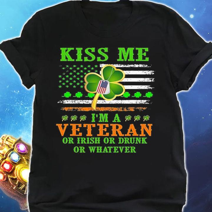 Kiss Me I'm A Veteran Irish St Patrick's Day Veteran T-Shirt shirt