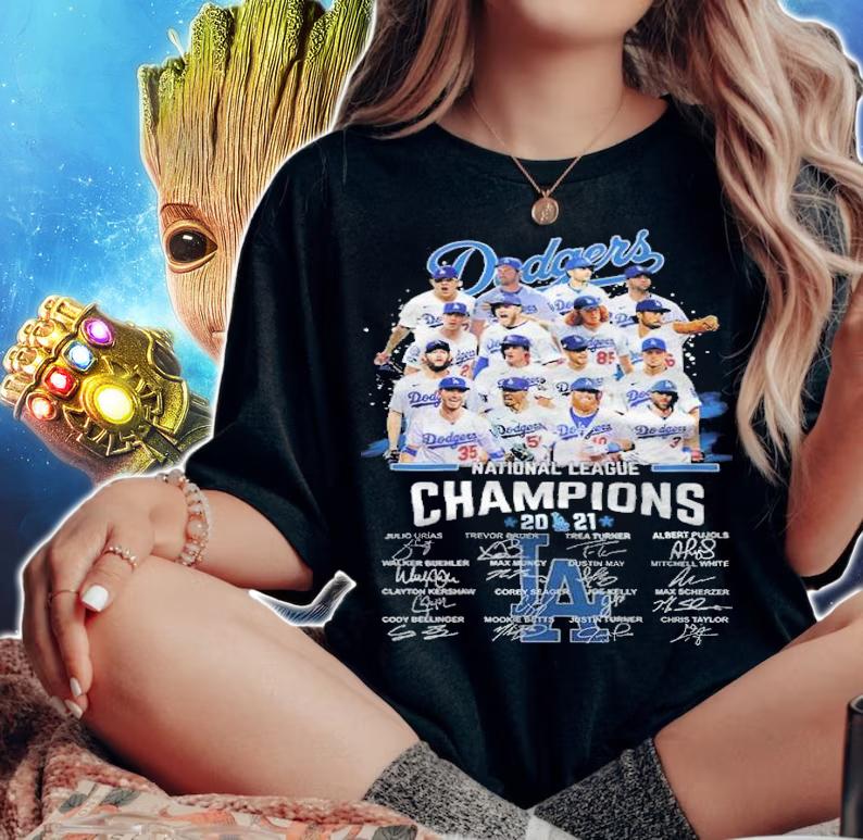 Los Angeles Dodgers National League Champions 2021 Signatures Shirt woman shirt