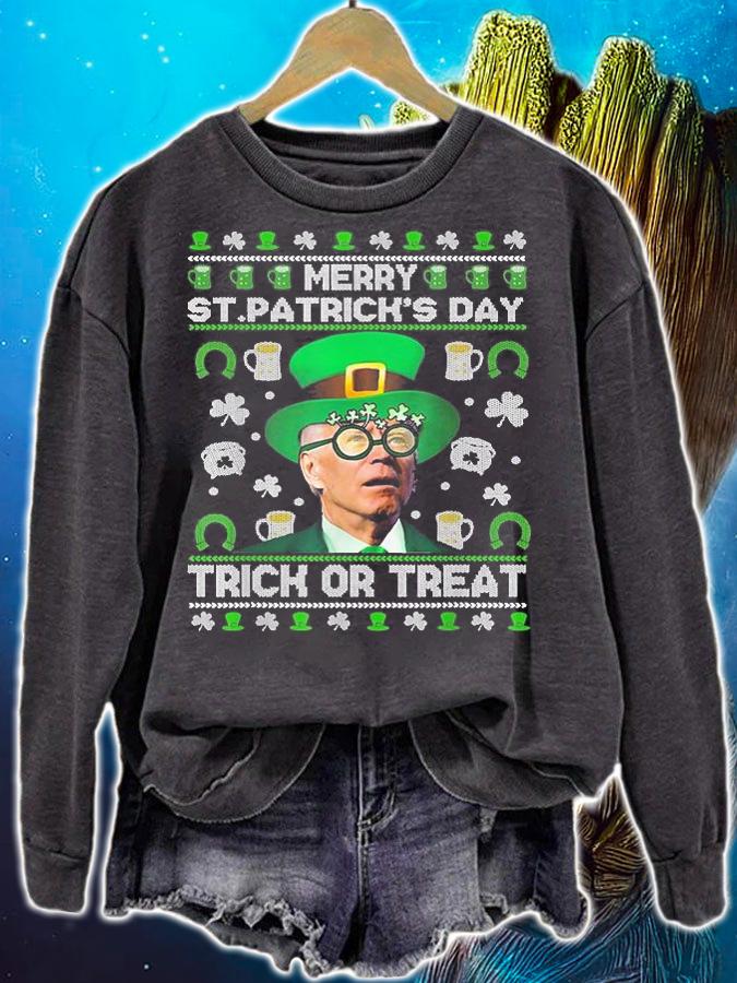 Merry St Patricks Day Trick Or Treat Joe Biden T-Shirt sweatshirt