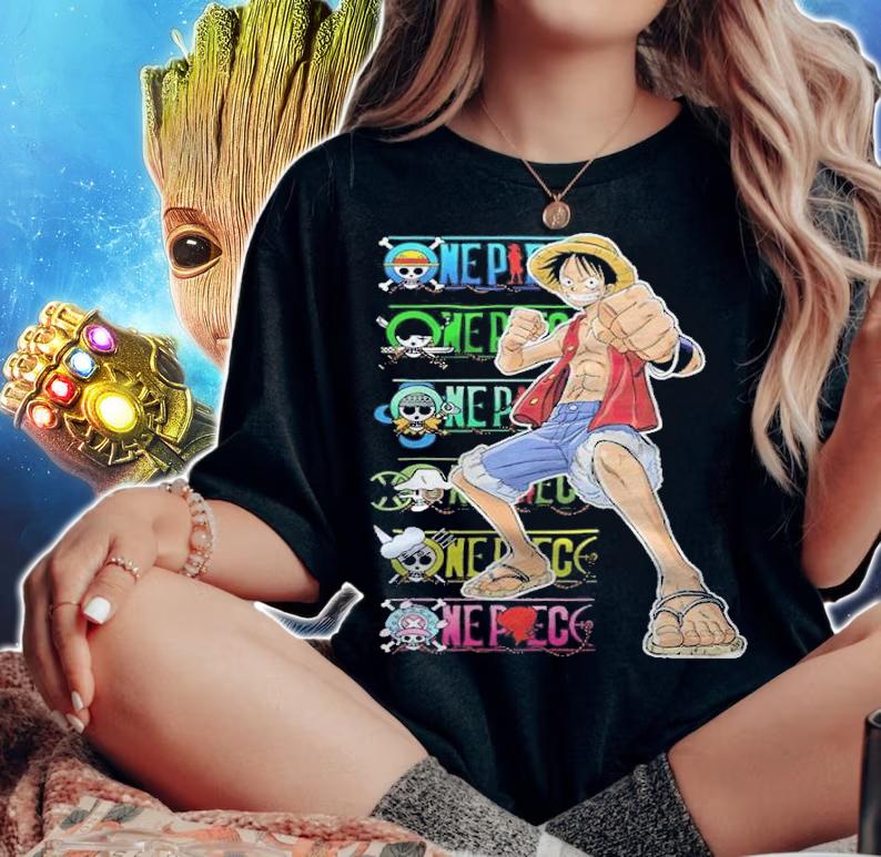 Monkey D Luffy One Piece pirates logo team T-shirt woman shirt