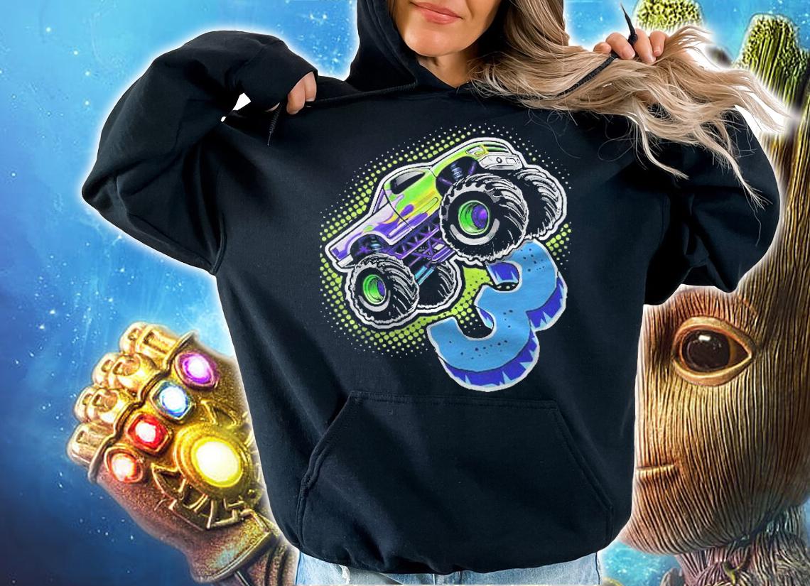 Monster Truck 3Rd Birthday Retro Vintage Birthday Boy Gift Shirt hoodie