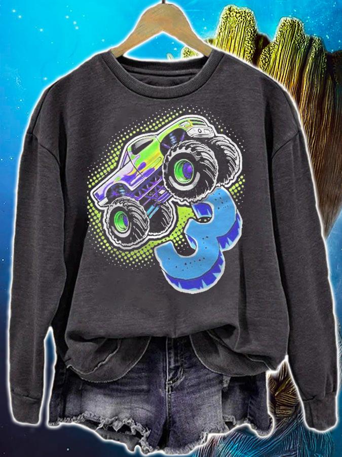 Monster Truck 3Rd Birthday Retro Vintage Birthday Boy Gift Shirt sweatshirt