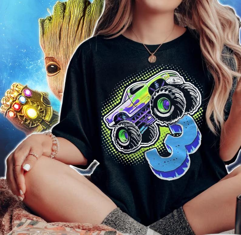 Monster Truck 3Rd Birthday Retro Vintage Birthday Boy Gift Shirt woman shirt