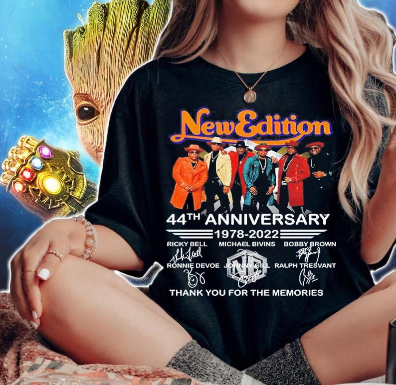 New Edition 44th Anniversary 1978 2022 Signatures Thank You For The Memories T-Shirt woman shirt